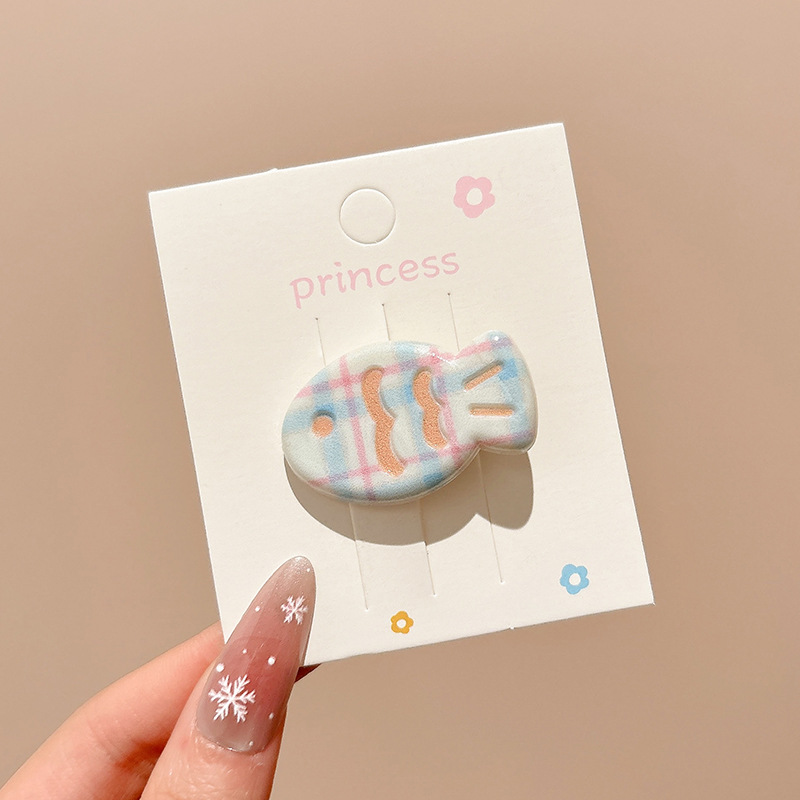 Pequeño pez de color clip para el cabello de la mujer adorable clip para el cabello de pestaña lateral dulce multifacé frente rotura clip para el cabello de boca de pato