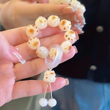 炭烧猫爪手串 串珠手机挂件女款男文玩民族逢青手链女小红书同款