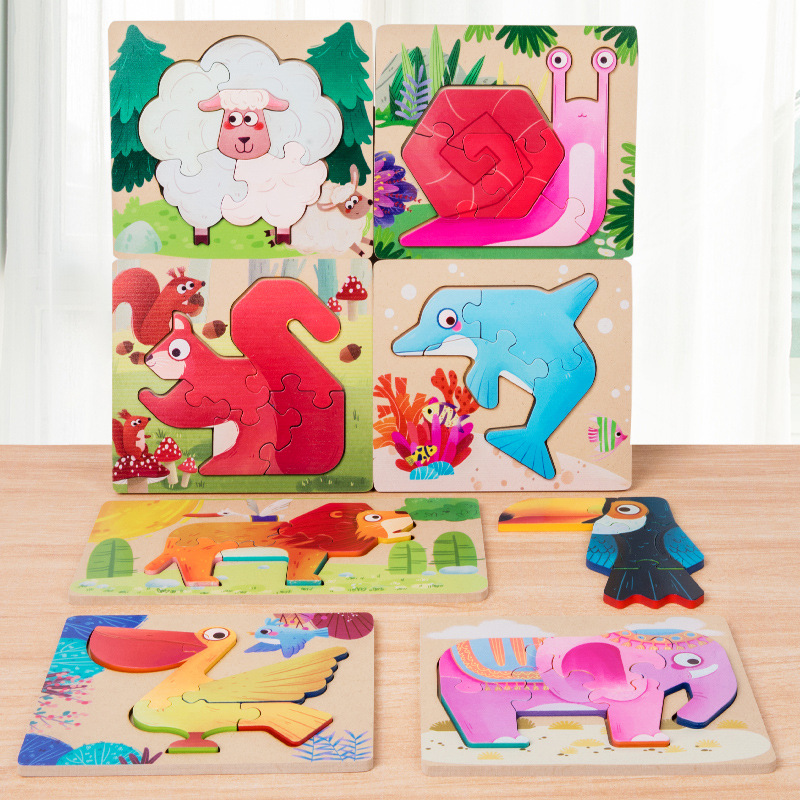 Educación temprana para niños, cognición animal, escena de doble cara, rompecabezas tridimensional, panel de emparejamiento, juego digital de doble cara, juguetes de madera