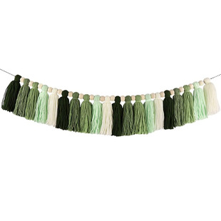 Ins Home Decoration Nordic Tassel Wall Decoration Wooden Bead String Tassel Tapestry Wall Hanging Hand-woven Children's Room Decoration