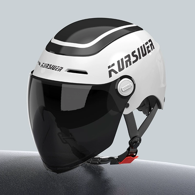 battery motorcycle helmet Motosiklet dəbilqələri - one-size-fits-all-3c-pearlescent-white-three-proof-paint-sun-protection-dual-mirrors-safety-tail-light-high-looking-new-national-standard-category-a