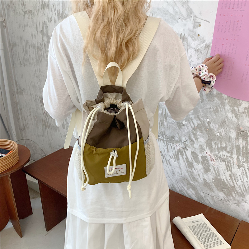 Mochila de moda coreana para mujeres de empalme de estilo extranjero, mochila de clase para estudiantes universitarios, mochila al aire libre