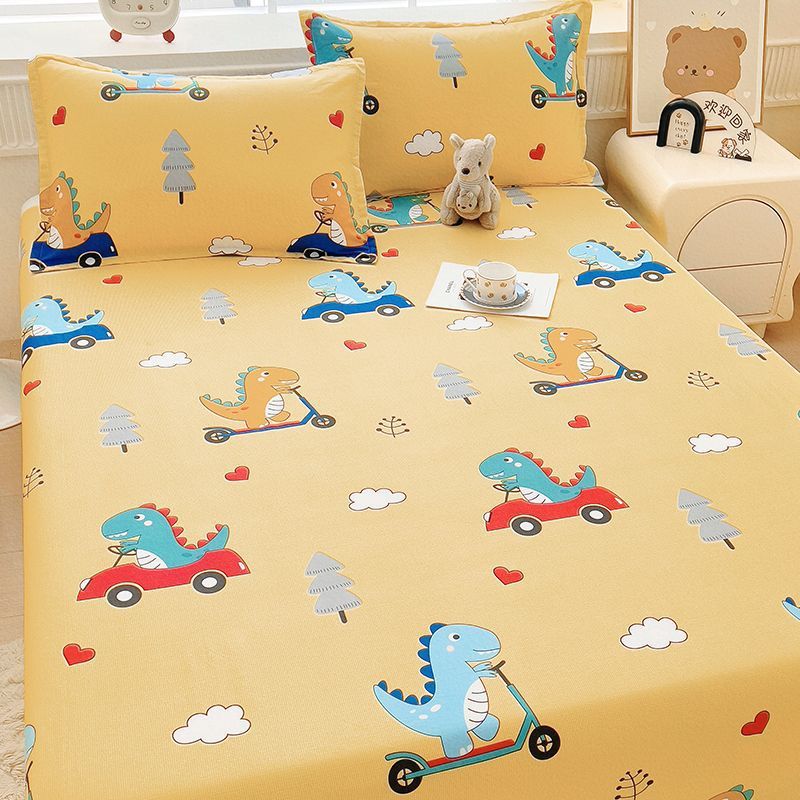 Sábanas de dibujos animados para niños 100% algodón puro, edredón para niños de una sola pieza, funda de almohada de tres piezas, sábana engrosada para el hogar