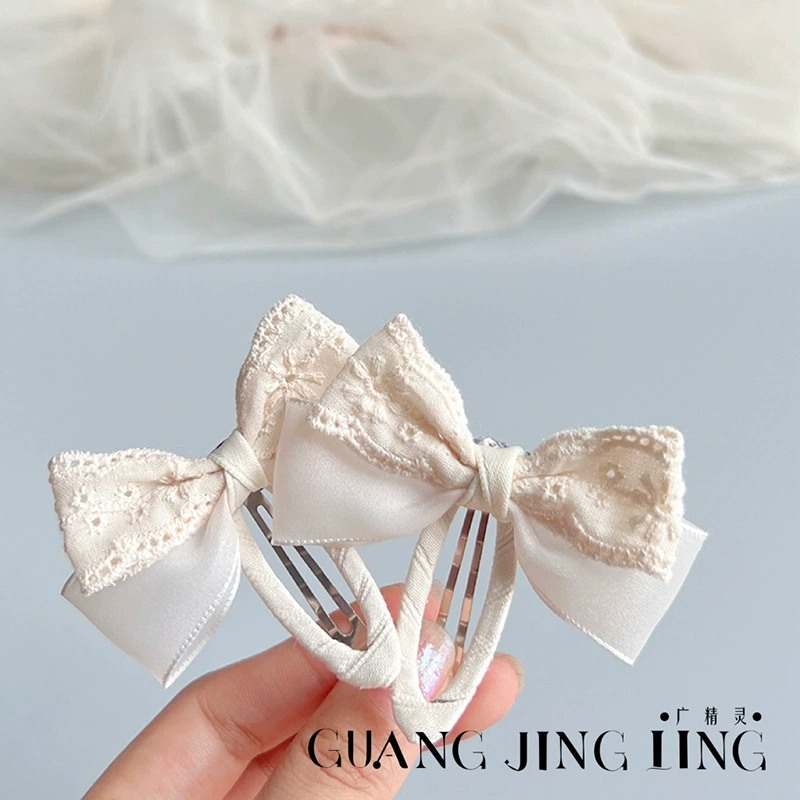 Кружевная заколка-бант для маленькой девочки, Детские аксессуары для волос в Корейском стиле, ткань для волос, боковая заколка для волос BB, Шпилька для девочек, пара веревок для волос