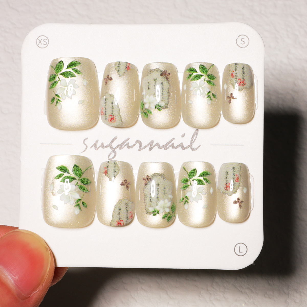 Nuevo 10 piezas de camellia amor ojo de gato usar uñas de alto nivel manicura falsa ojo de gato parche de uñas de mano