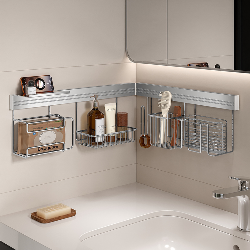 Ermo bathroom washbasin shelf stainless steel no-drill wall-mounted multifunctional storage tool for bathroom and toilet