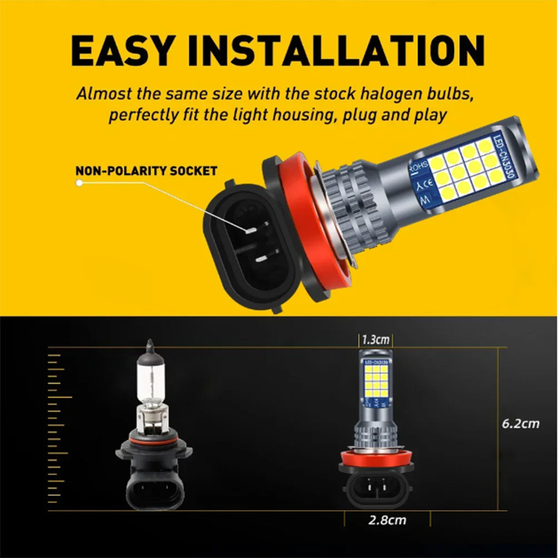 Tcyato Cross-Border Wholesale Specializes in Automotive Led Dual-Color Flashing Fog Lights H11/H8 9006/9005 H7 H4