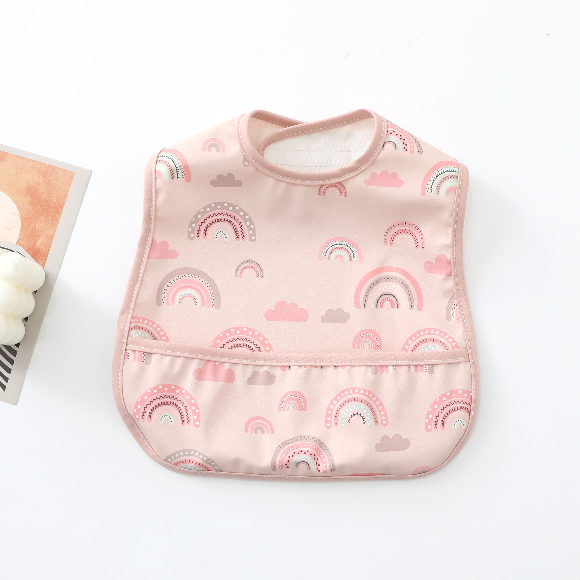 Pu 작은 턱받이 핑크 무지개