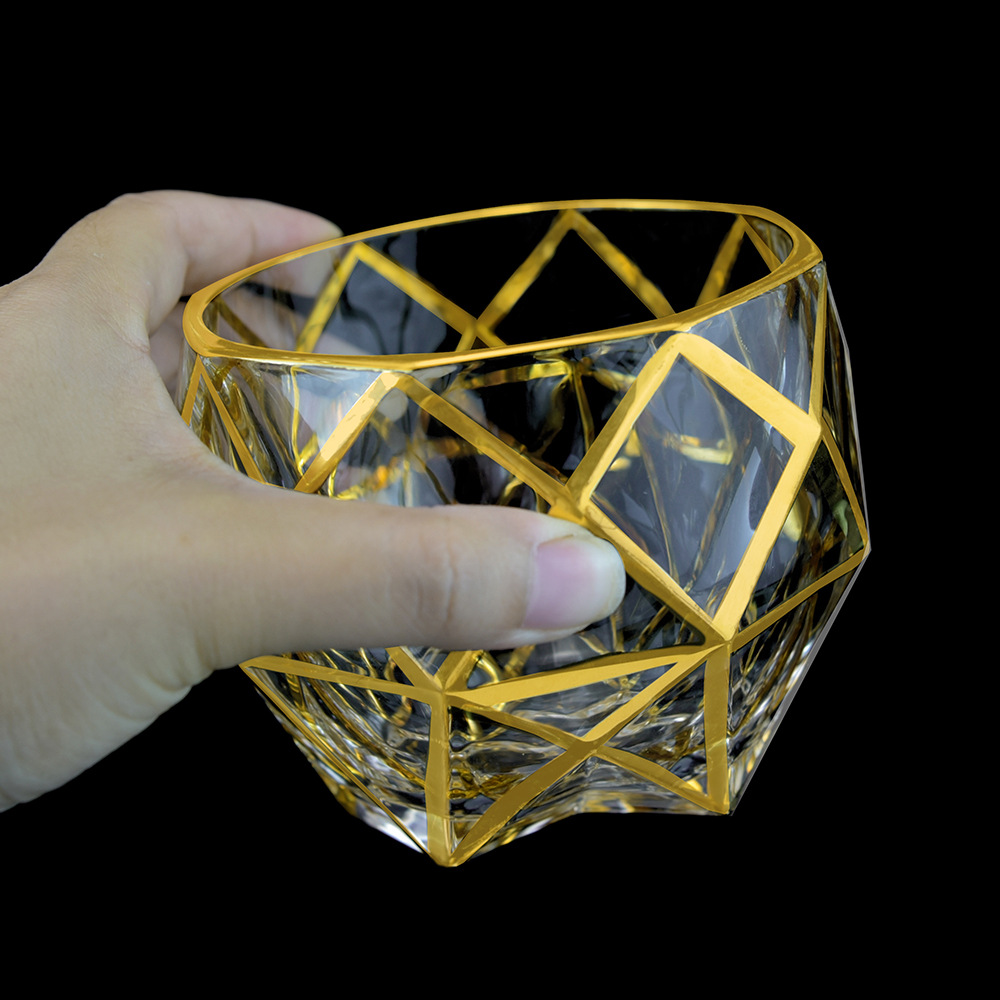 欧式轻奢威士忌酒杯套装描金 水晶玻璃洋酒杯子酒樽酒具家用送礼