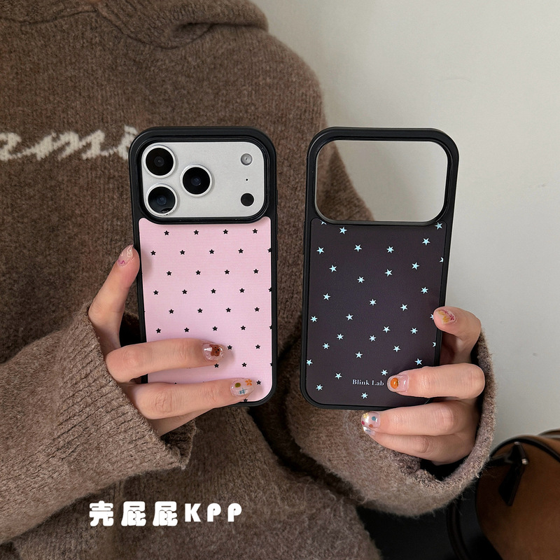 Korean Ins Sweet Girl Blue Pink Star 17Pro Apple 17Promax Mobile Phone Case 16 Simple and High-End 15