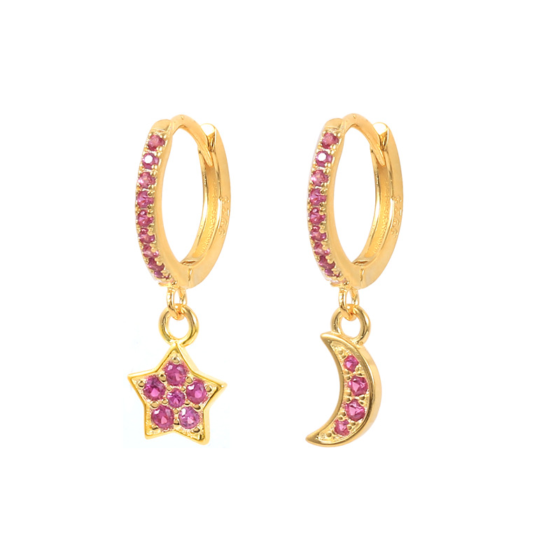 Drop Earrings Classification 1 Pair Quantity 1 Pair Simple Style Star Moon Plating Copper Drop Earrings