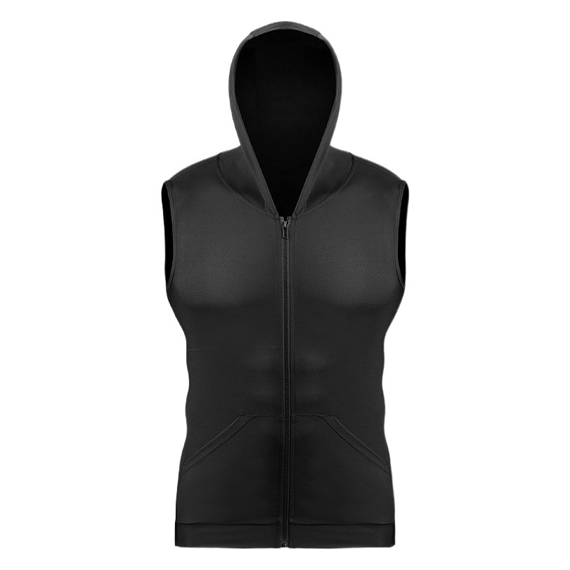 Verano nueva chaqueta con capucha de los hombres deportes fitness chaleco sin mangas Delgado suéter cremallera image 1