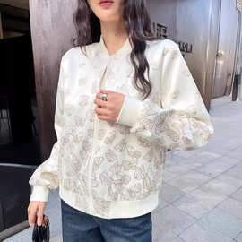 深圳南油高端女装CD家早春新款时尚大方蝴蝶印花夹克棒球服外套女