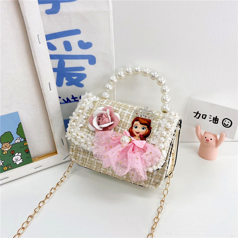 Bolso para niños 2021 nueva niña linda bolsa de mensajero moda princesa perla bolso cadena bolsa de hombro