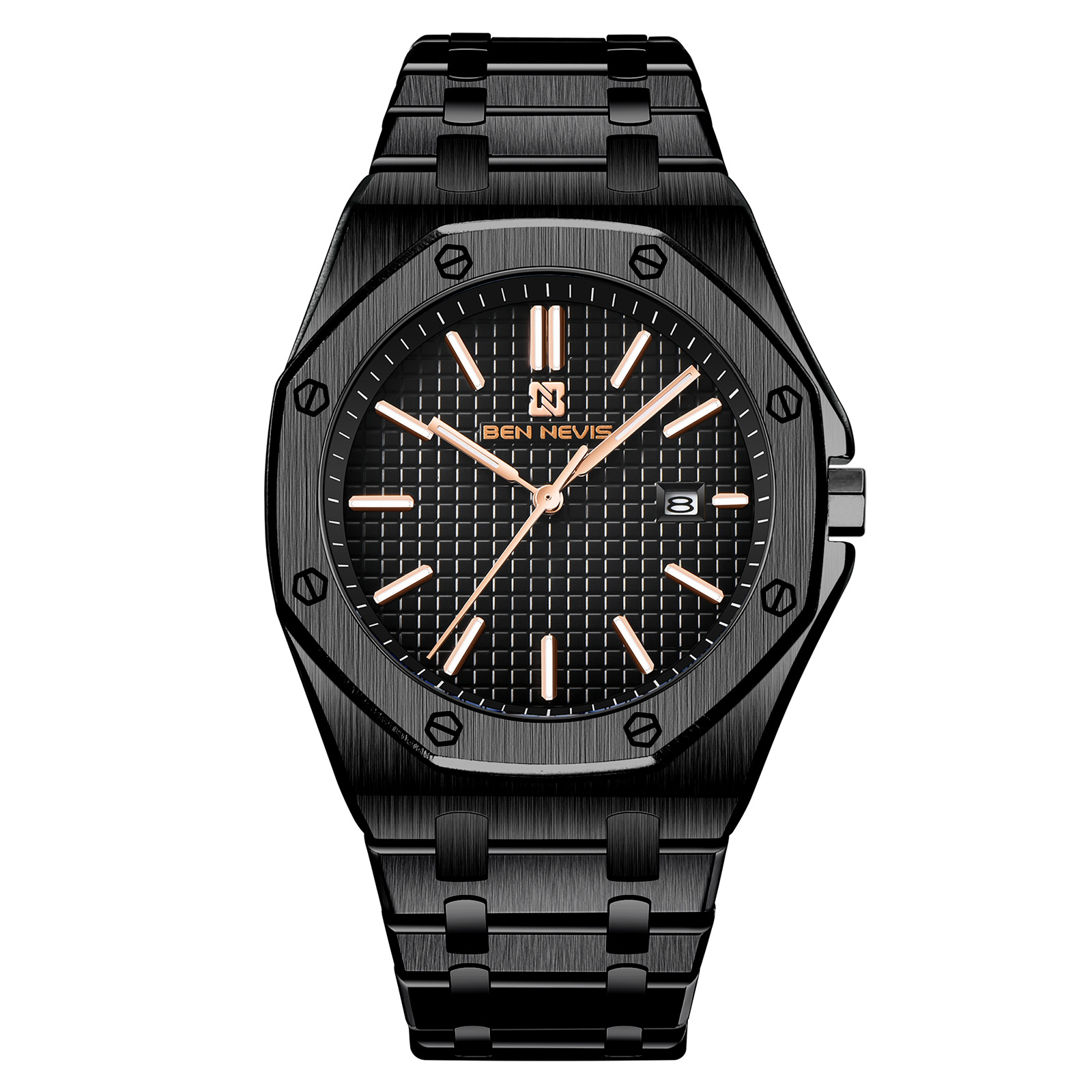 Reloj de cuarzo de alta gama para negocios, reloj multifuncional para hombre con correa de acero, reloj de moda de aleación de alta gama para hombre, modelo BN3018G.