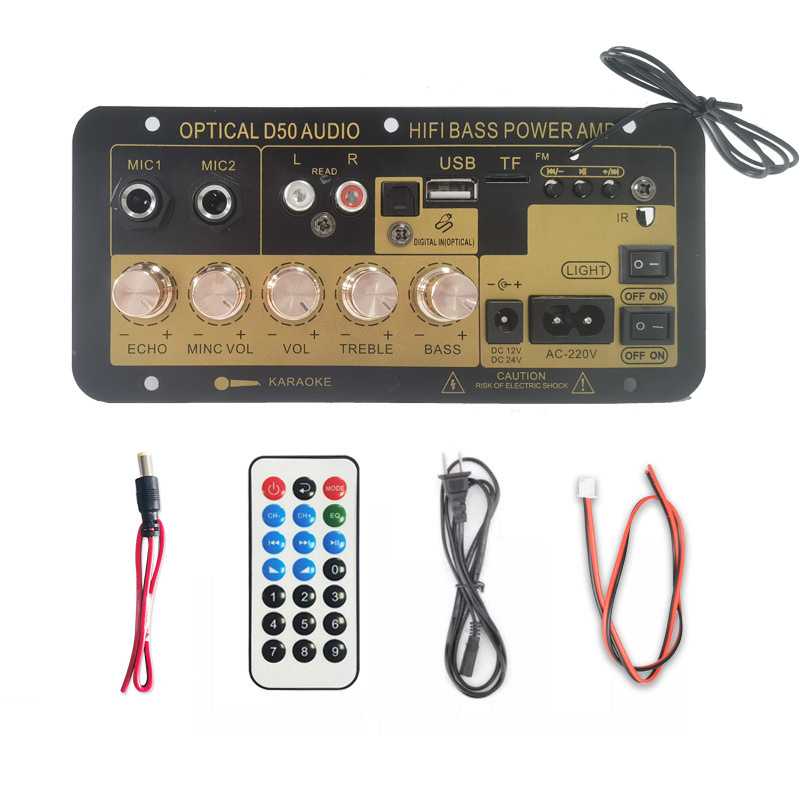 Manufacturer's Cross-Border Digital Bluetooth Three-Purpose Vehicle-Mounted with Reverberation Can Be Connected to Dual Microphone High-Definition Fiber Optic Input Amplifier Board