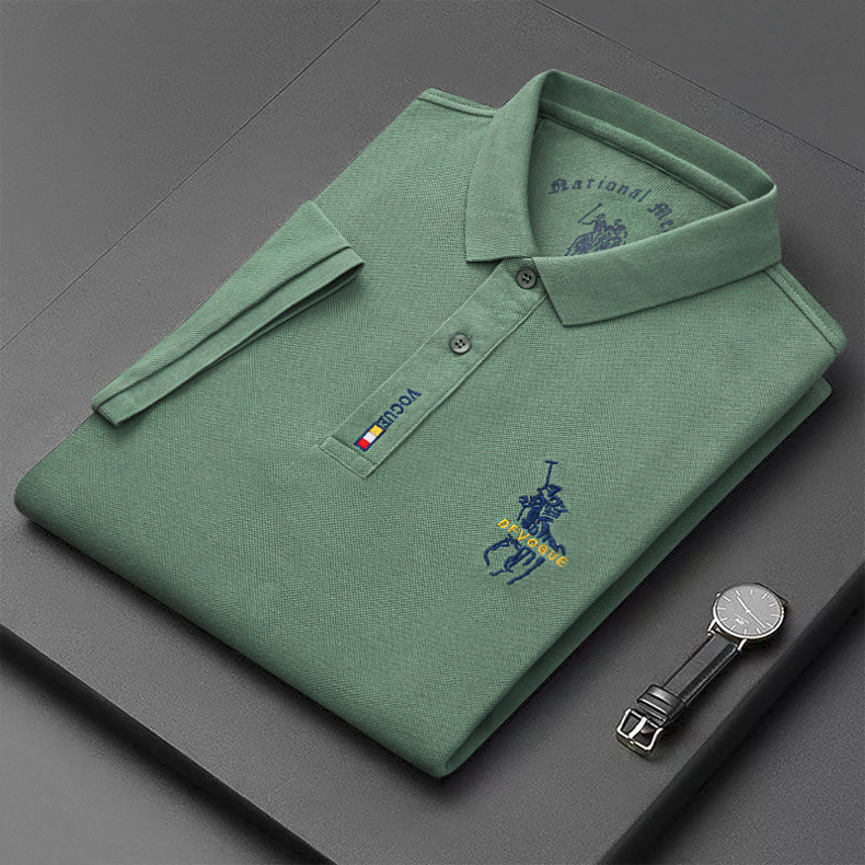 2024 Summer Pure Cotton POLO Shirt, Fashionable Casual High-end Embroidered Turn-down Collar Short Sleeve T-shirt Men's_viptrois.com