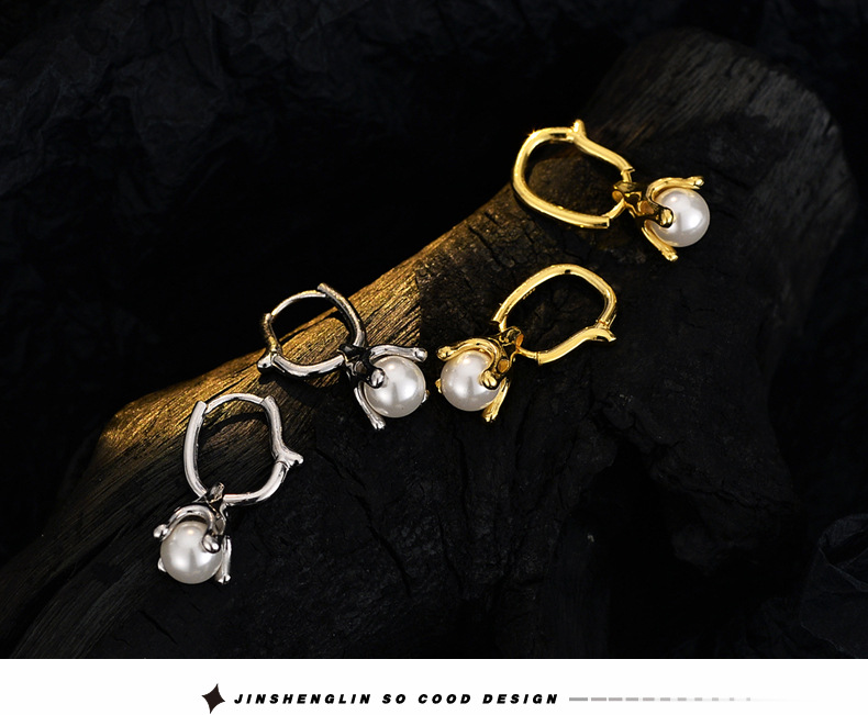 Drop Earrings Classification 1 Piece Quantity 1 Piece 925 Sterling Silver Pearl Geometric Drop Earrings