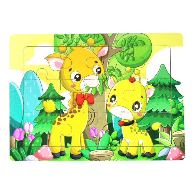 12 piezas de puzzle de madera para niños, niños, niñas y niños, puzzle cognitivo infantil, juguetes de desarrollo intelectual de educación temprana