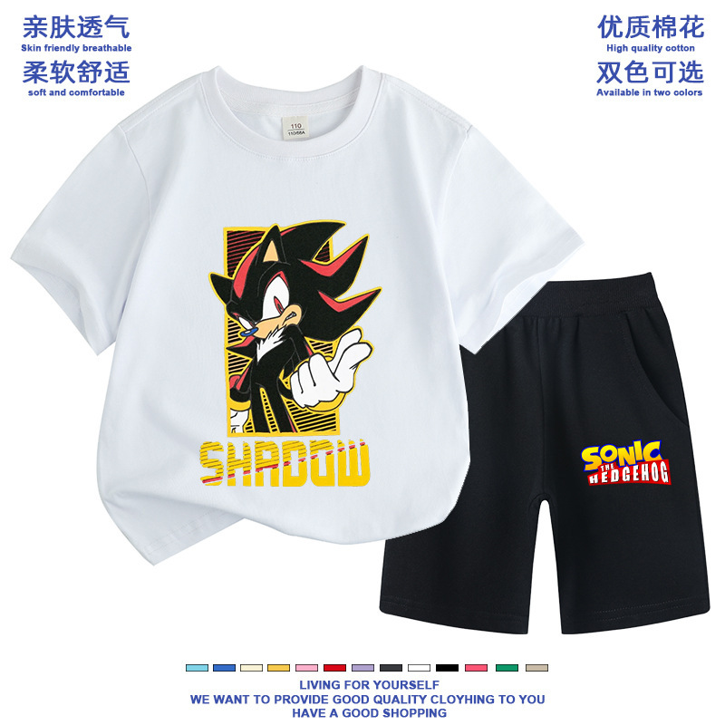 Sonic the Hedgehog Boys and Girls Anime Print Small and Medium Children Students Cotton Short-sleeved T-shirt Summer Sweatshirt New