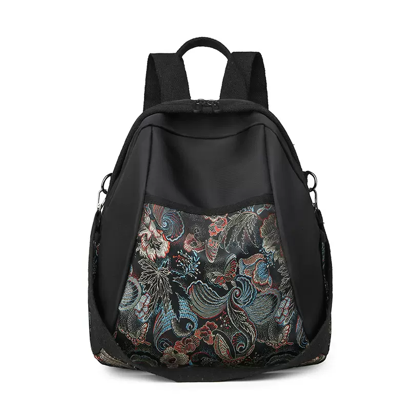 爆款2024新款国潮风大容量双肩包背包牛津布刺绣潮单肩包女包代发