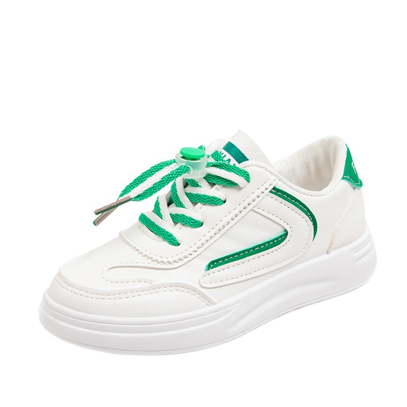 Zapatos deportivos para niñas 2023 otoño nuevo cuero de lazos para niños zapatos casuales para niños pequeños zapatos blancos para niños