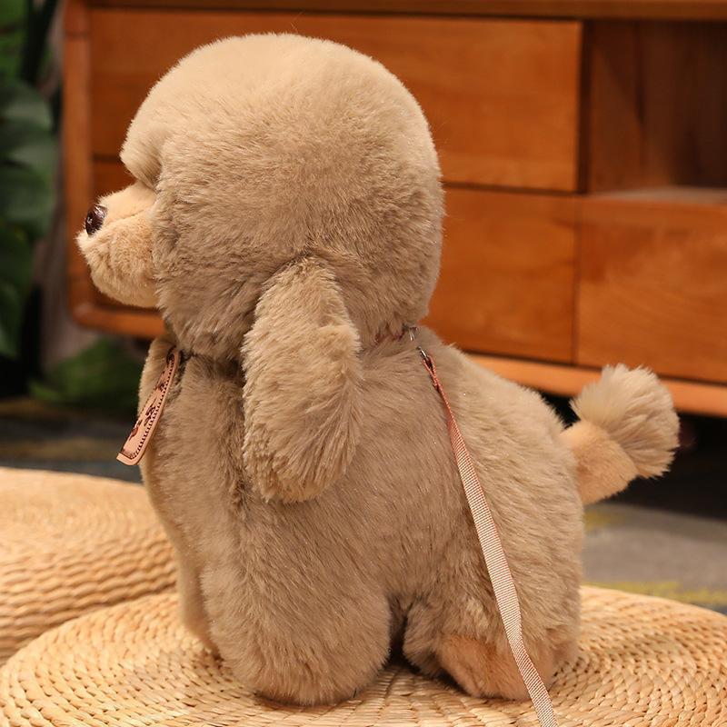 Muñeca de perro de pelo largo, muñeca de cachorro, muñeca de perro de peluche lindo, fregona, caniche, perro de cuerda creativo