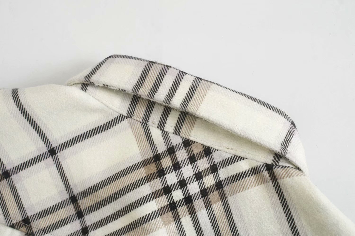patched big pockets plaid shirt top NSAM36379