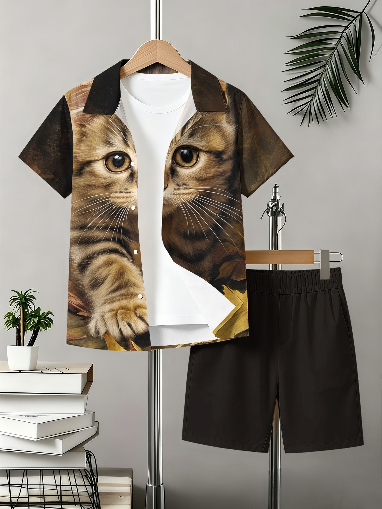 Boys Shirt And Shorts Set With 3d Printed Patterns For Summer_voghion.com