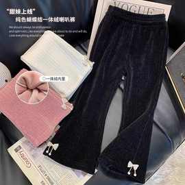 女童网红同款韩版洋气显瘦喇叭裤儿童春秋款时髦纯色百搭休闲长裤