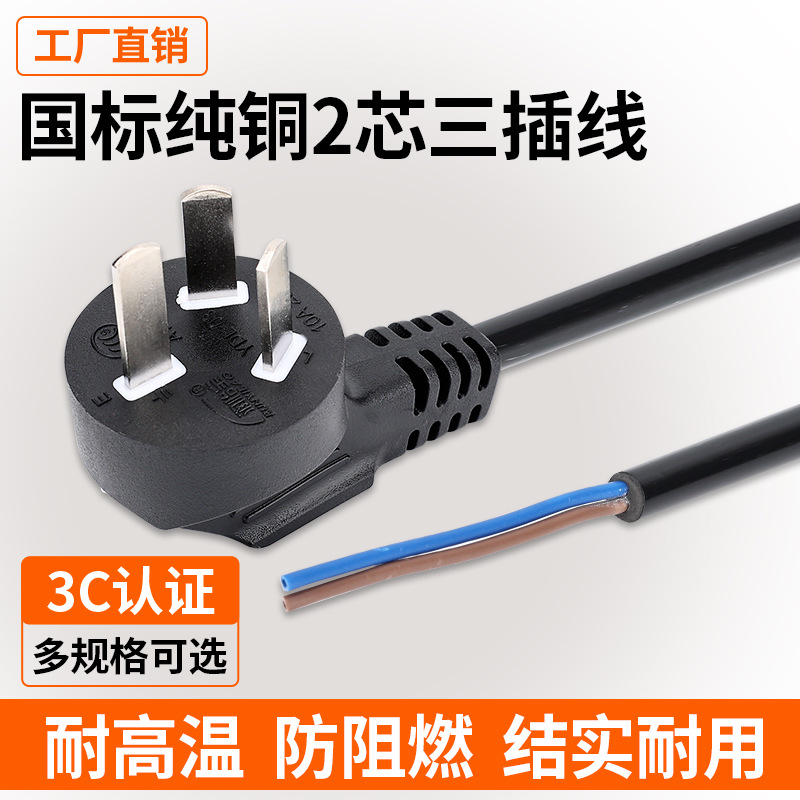 3플러그 전선, 플러그가 있는 2코어 연선, 1평방 플러그, 2코어 순수 구리선, 헤어드라이어, 히터선