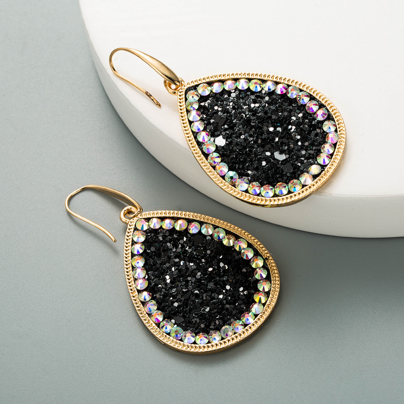 bohemian glitter leather alloy long earrings