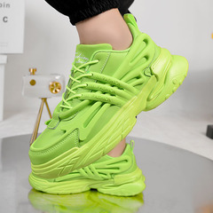 Cross-border thick bottom mesh fashionable board shoes 2023 new four-season casual sports shoes for youth low-top plus-size men's shoes