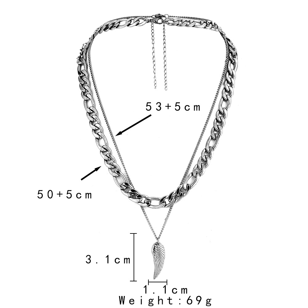 1 Pièce Décontractée Ailes Acier Inoxydable Placage Hommes Collier En Couches display picture 5