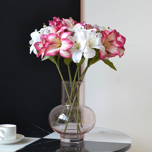 Cross-border Taobao wholesale artificial flower decoration for living room wedding celebration, vintage distressed autumn color wrinkled fabric lily flowers fake flowers