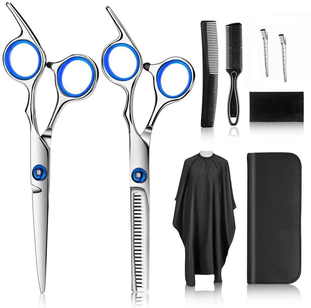 Tijeras para el cabello Tijeras para el cabello Tornillo blanco de 6 pulgadas Tijeras planas Tijeras para dientes Niños adultos para el hogar Tijeras para el cabello