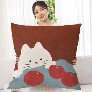 休闲猫咪抱枕沙发飘窗靠垫床头靠背办公靠枕正方形超大抱枕套含芯