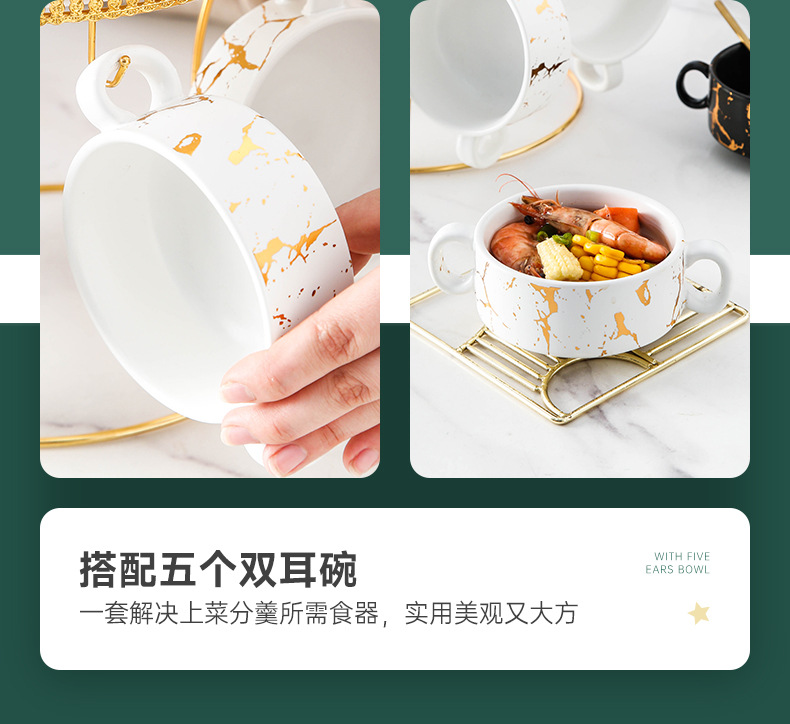 大理石汤锅带小碗（铁架）_09