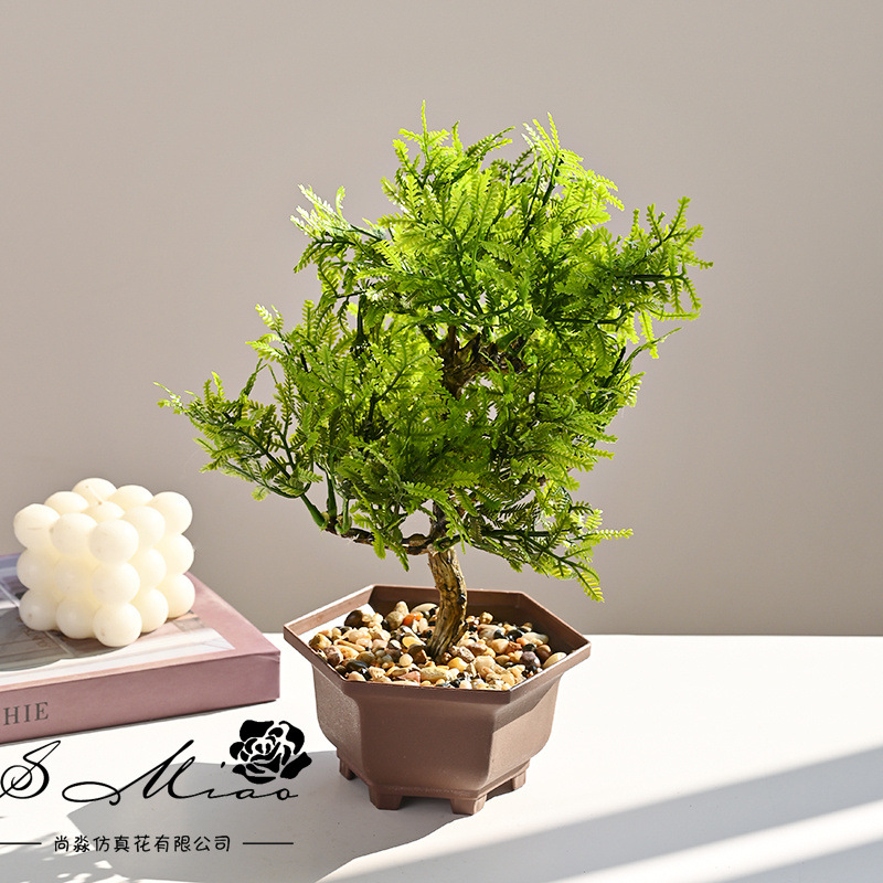 Suministro directo de fábrica de Yiwu flor artificial decoración casera creativa maceta artificial Flor Artificial bienvenida Pino artificial planta verde bonsai