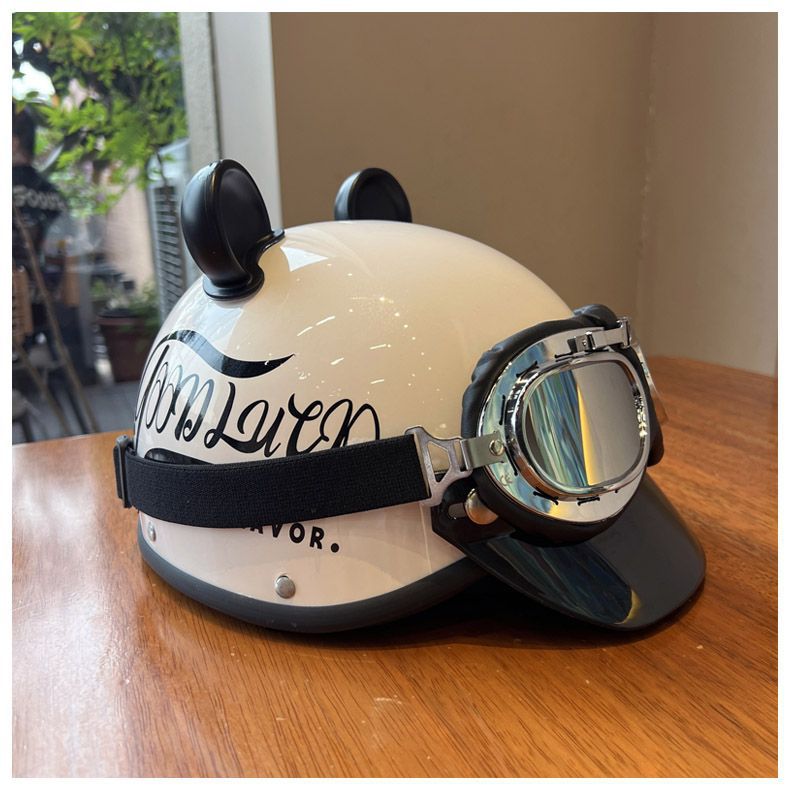 Helmet Retro Electric Motorcycle 3C Certified Four-Season Electric Vehicle Safety Helmet Summer Men's and Women's Half Helmet Motorcycle Trendy Brand