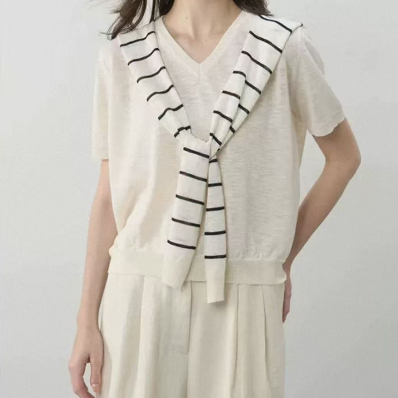 2026 High-End Old Money Style Knitted Short-Sleeve Women's Summer New Loose Slimming Breathable Versatile Top 2026 High-End Old Money Style Knitted Short-Sleeve Women's Summer New Loose Slimming Breathable Versatile Top