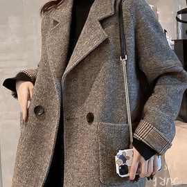 毛呢西装外套女2025春季新款韩版英伦风宽松显瘦韩版休闲呢子大衣