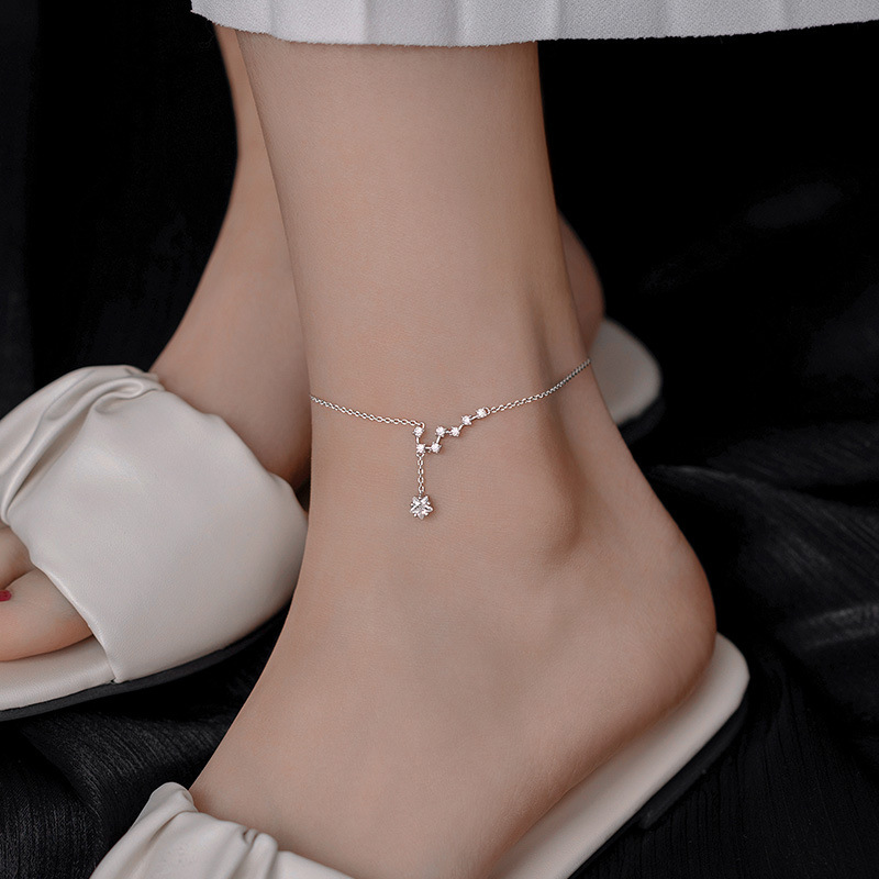 925 Big Dipper seven-star diamond anklet 2023 elegant Japanese and Korean style simple rhinestone women's star anklet 925 Big Dipper seven-star diamond anklet 2023 elegant Japanese and Korean style simple rhinestone women's star anklet