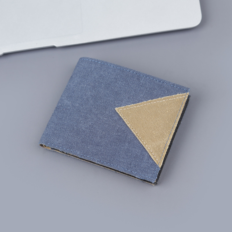 Cartera de denim para hombres cartera de lona corta 9 tarjetas para tarjetas de licencia de conducir cartera pequeña para hombres