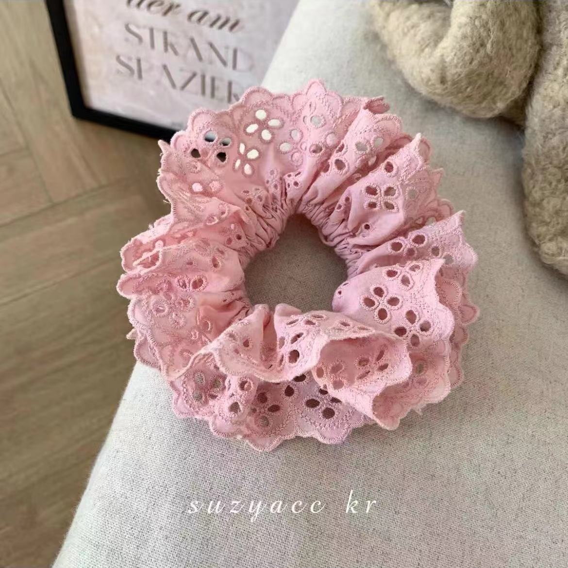 87＃双层赵露同款花边粉色