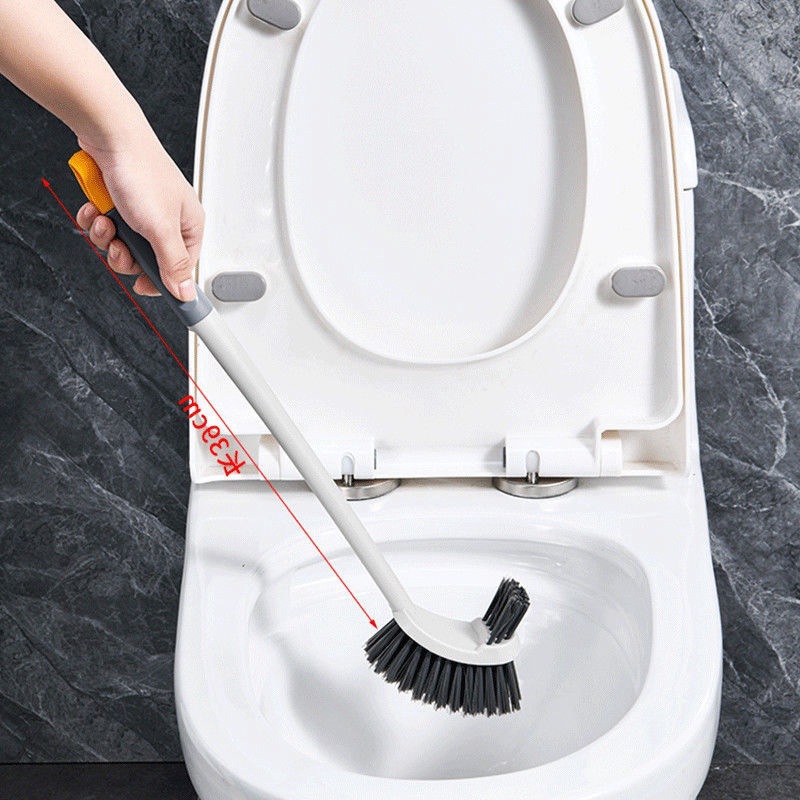 Cepillo de baño de mango largo sin ángulo muerto Cepillo de limpieza engrosado inodoro de doble cara montado en la pared cepillo de espacio de pelo suave para el hogar