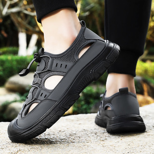 Men's Summer Shoes Wholesale, Hollow Breathable Casual Shoes, Outdoor Thick-Soled Water Shoes, Thick-Soled Shallow Slip-On Shoes