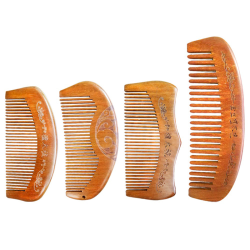 Wholesale golden sandalwood comb long handle fine tooth comb small wooden comb sandalwood comb massage sandalwood comb ladies hair comb