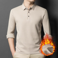专柜中年新款男商务T恤2025秋冬百搭加绒长袖翻领休闲POLO衫代发