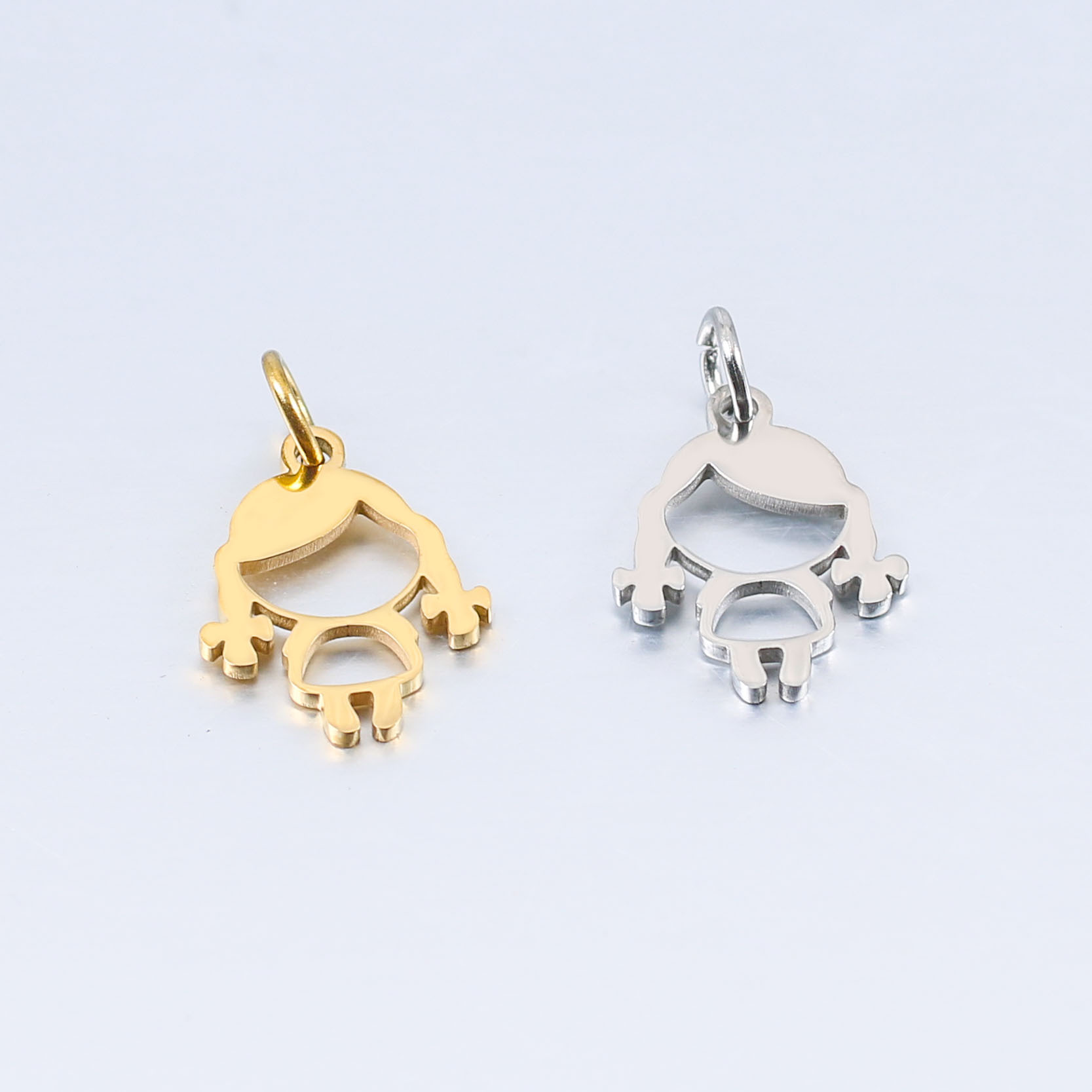 DOOYIO 5 teile/los 11,5mm * 18mm Kleines Mädchen Charm Anhänger Edelstahl Spiegel Poliert DIY Schmuck Geschenk Zubehör – Detail 8